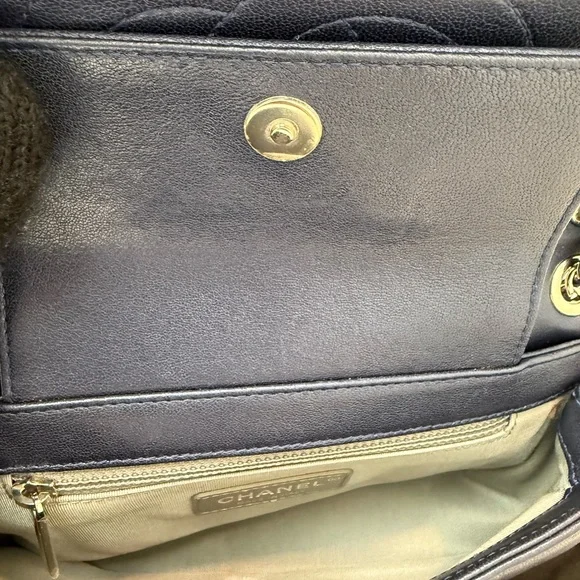 CHANEL Sheepskin Quilted Small Dark Navy Mademoiselle Double Flap Bag - Picture 13 of 14